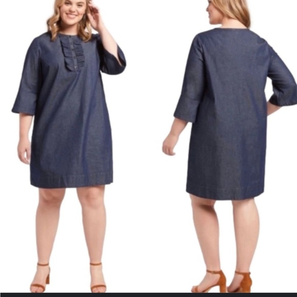 Draper James Chambray Ruffle Shift✨ - Picture 3 of 9